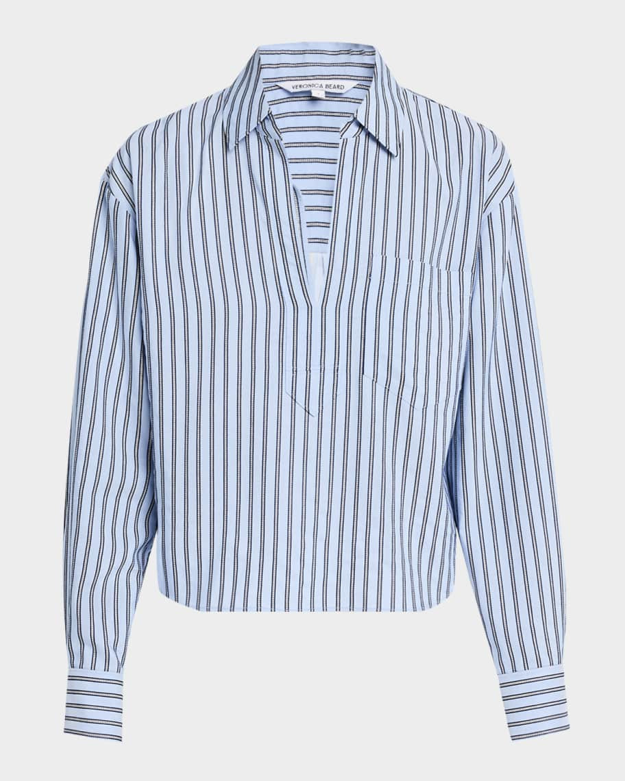 Veronica Beard Khai Stripe Long-Sleeve Top | Neiman Marcus