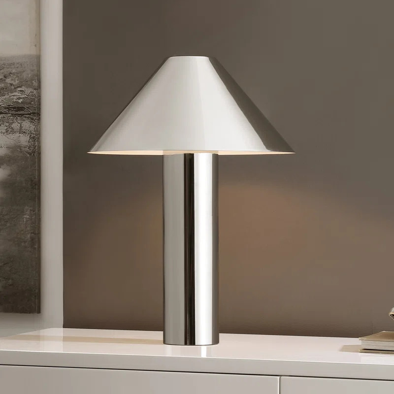 Cheri 20.5 Inch Chrome/White Metal Table Lamp | Wayfair North America