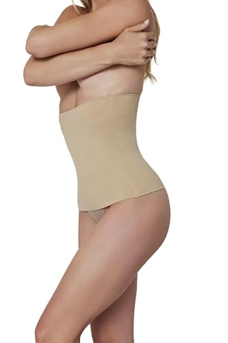 BUMPSUIT Postpartum Waist Trainer for Women Lower Belly Fat, Seamless Elastic Fabric Pull Up Style Tummy Control Shapewear Compression Garment Beige | Amazon (US)