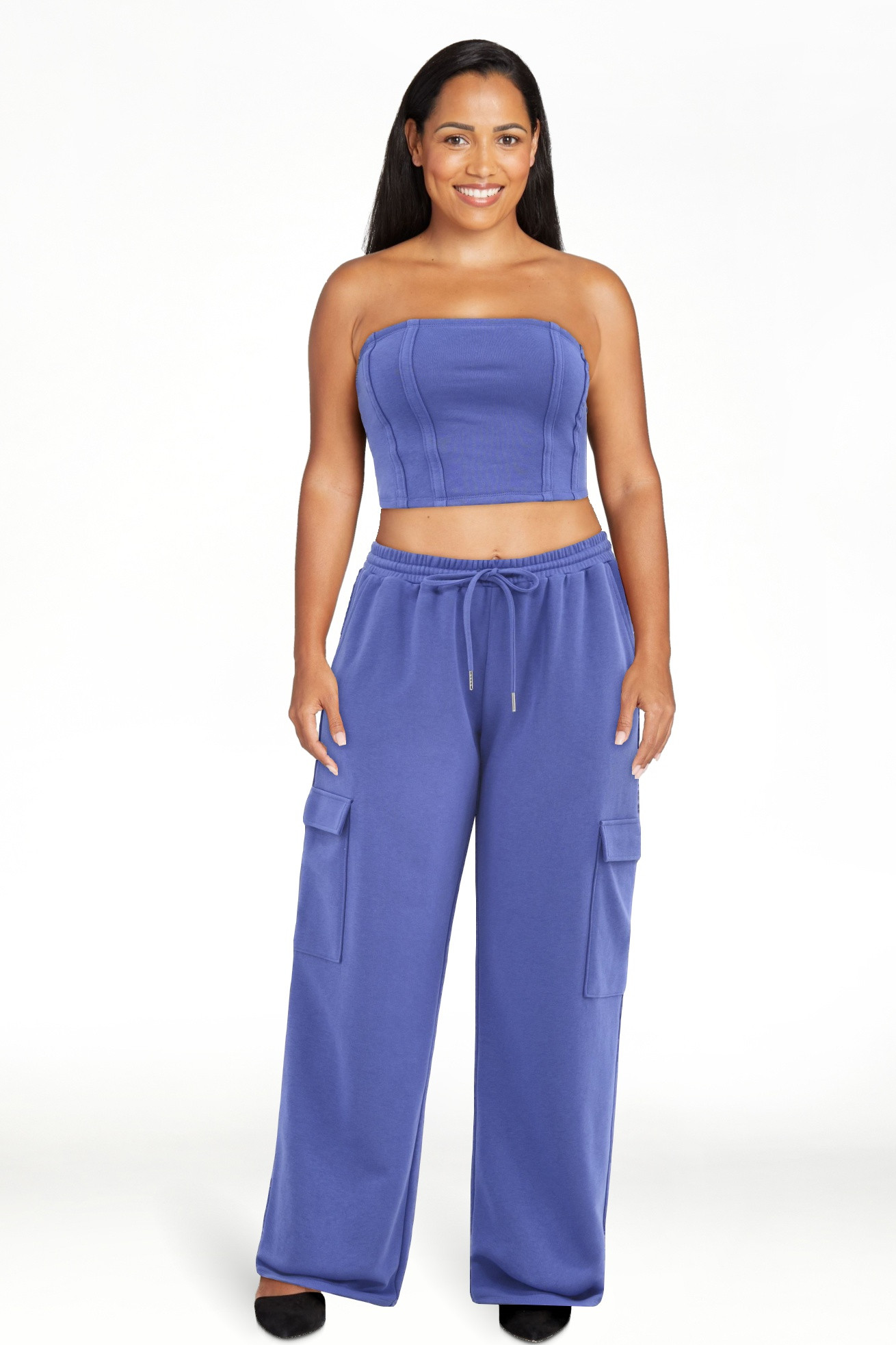No Boundaries Tube Top and Cargo Sweatpants Set, 2-Piece, Women's | Walmart (US)