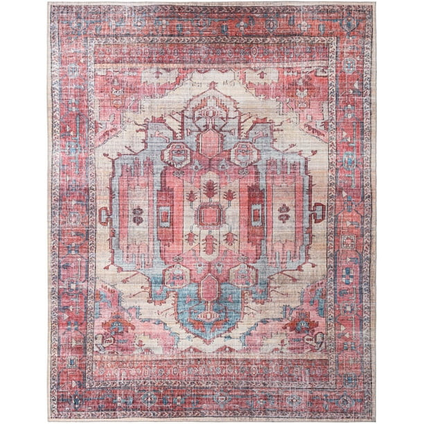 Rugs.com Maahru Collection Washable Rug – 10' x 13' Beige Low-Pile Rug Perfect For Living Rooms... | Walmart (US)