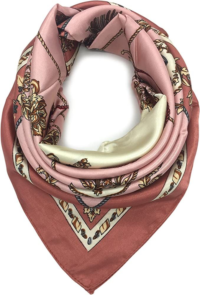 Silk Like Scarf Women's Fashion Pattern Large Square Satin Headscarf | Amazon (US)