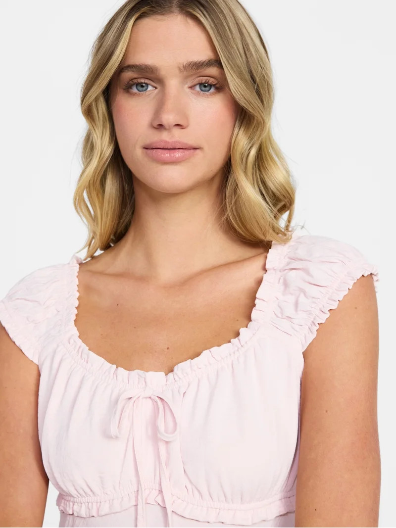 No Boundaries Fit and Flare Mini Dress with Short Sleeves, Women's XXS-XXL | Walmart (US)