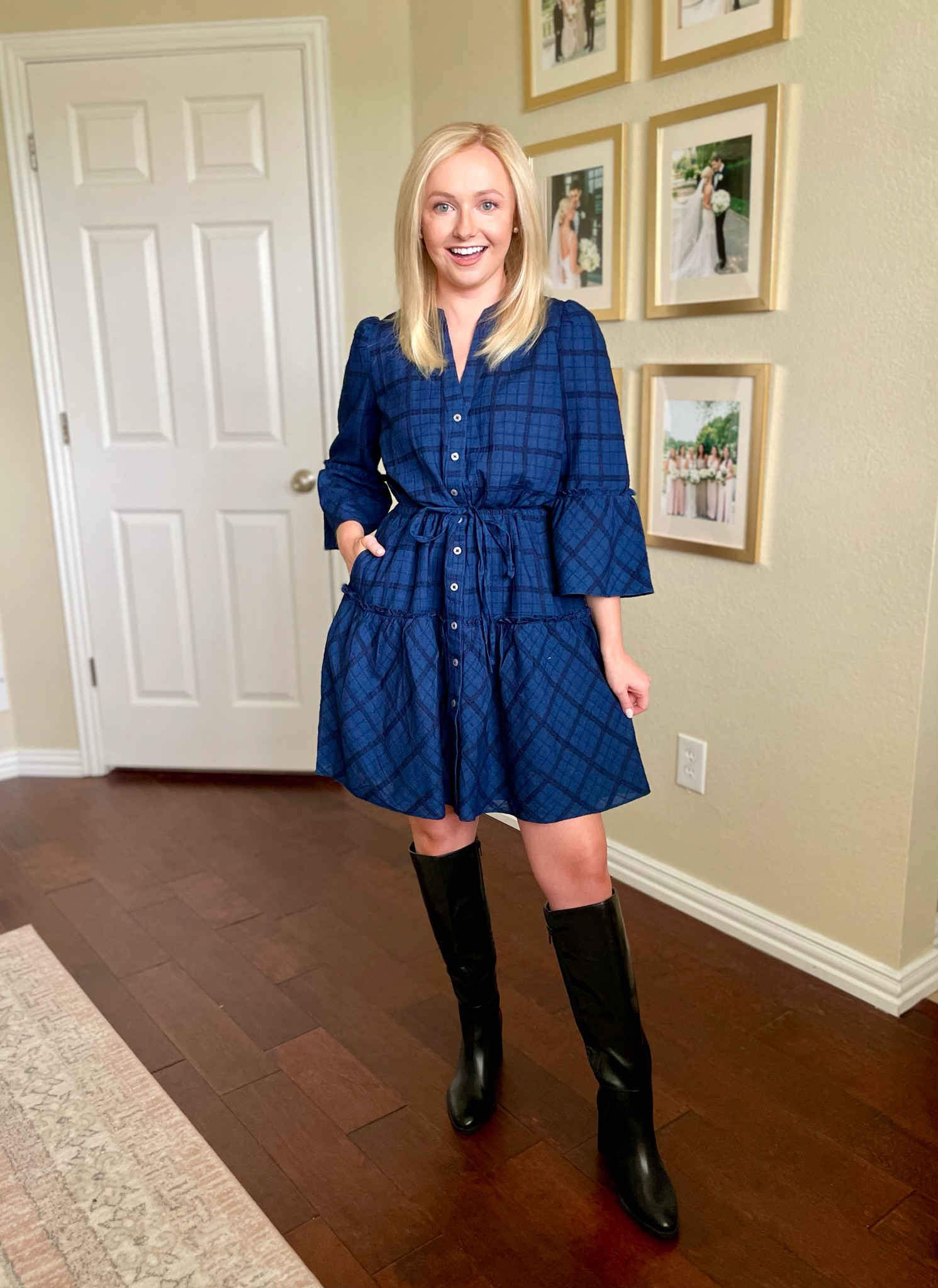Wearing an XS | plaid dress, fall dress, navy dress, fall outfit 

#LTKSeasonal #LTKstyletip