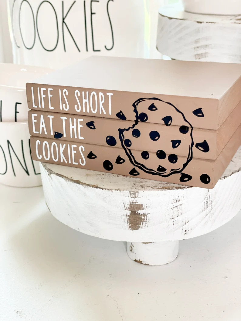 Cookie Bookstack Tiered Tray Decor Bookstacks Farmhouse - Etsy | Etsy (US)