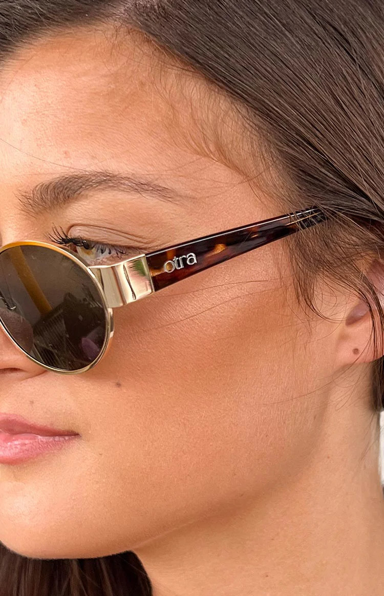Otra Eyewear Echo Gold Tortoiseshell Round Sunglasses | Beginning Boutique | Beginning Boutique (US)