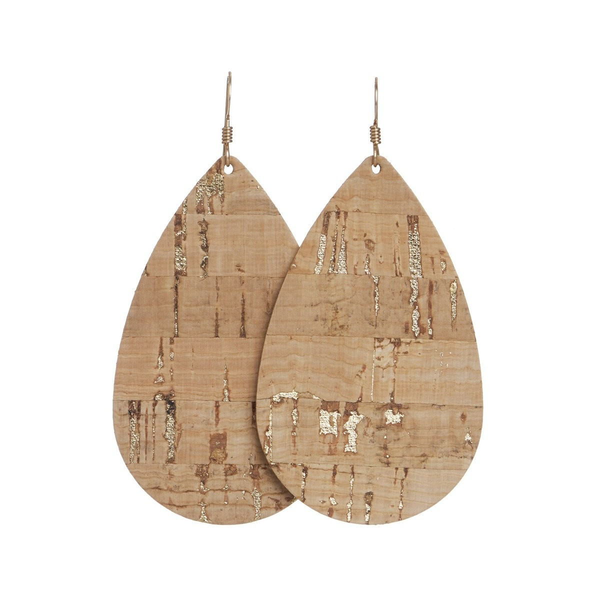 Gold Cork Teardrops | Nickel and Suede