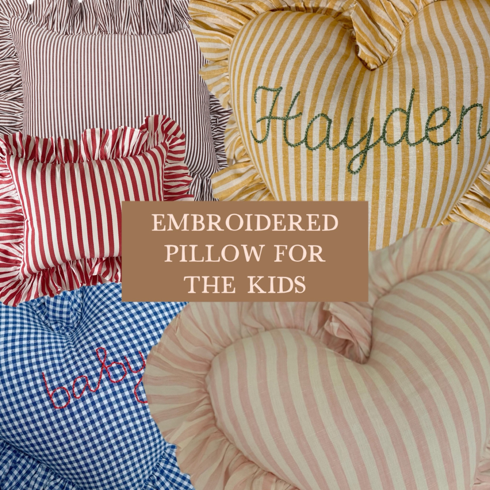 perfect gift for the children this Christmas , a beautiful embroidered heart shape pillow that they will keep forever 💝