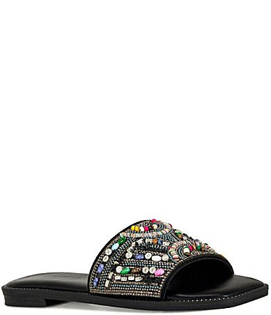 Azalea Wang Essere Rainbow Embellished Flat Sandals - 10 | Dillard's