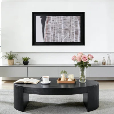 47.24" Modern Oval Coffee Table – Sleek Black & Walnut Finish For Living Room Home Office Compact Apartment | Wayfair North America