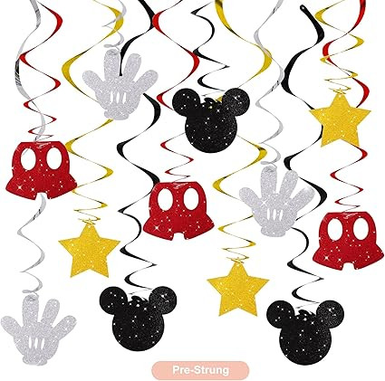 BEISHIDA 16 Pcs Black and Red Hanging Swirl Decorations, Pre-Strung Birthday Party Decorations Re... | Amazon (US)