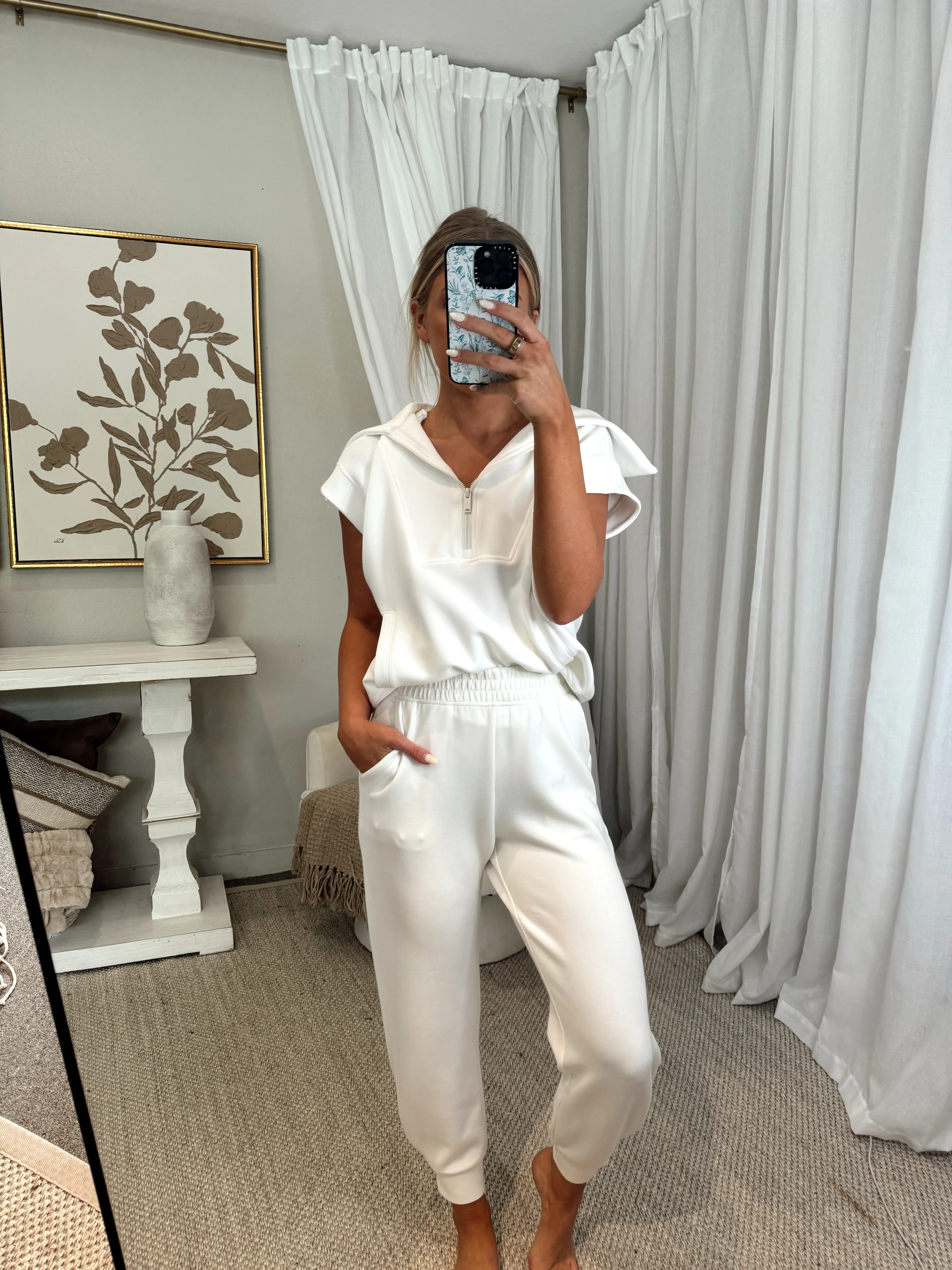 Scuba Jogger & Quarter Zip Set- Off White | These Three