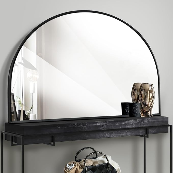 WAMIRRO Big Black Arched Mirror,48"X36"Large Farmhouse Bathroom Mantel Oversized Black Horizontal... | Amazon (US)