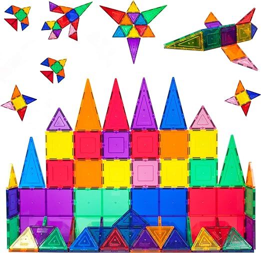 PicassoTiles 60 Piece Set 60pcs Magnet Building Tiles Clear Magnetic 3D Building Blocks Construct... | Amazon (US)