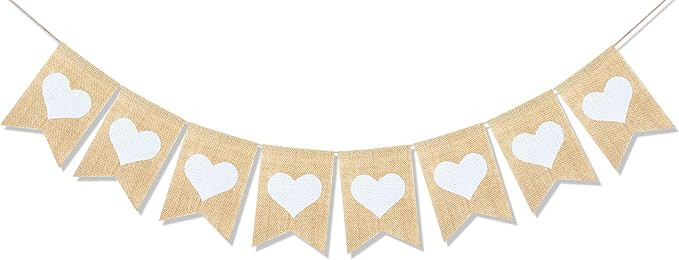 Uniwish Heart Banner Garland Wedding Engagement Party Decorations Valentines Day Anniversary Phot... | Amazon (US)