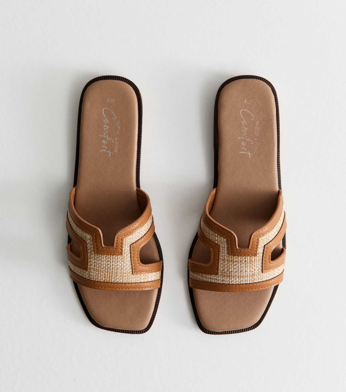 Cream Raffia And Faux Leather Sandals | New Look | New Look (UK)