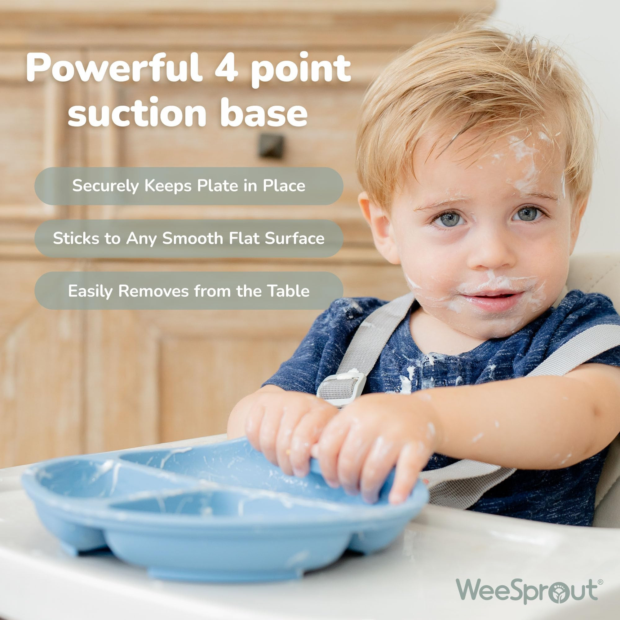 WeeSprout Suction Plates for Babies & Toddlers - 100% Silicone, Dinnerware Stays Put, Divided Des... | Amazon (US)