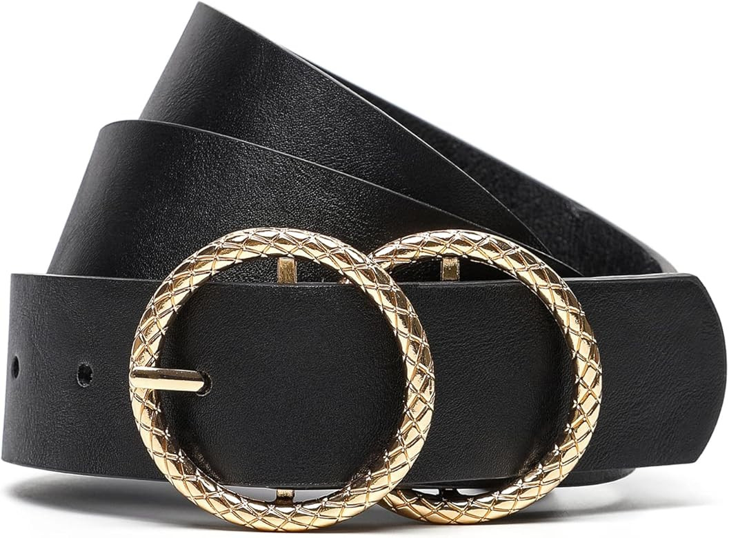 Women's Leather Belt Fashion Soft Faux Leather Waist Belts For Jeans Dress | Amazon (US)