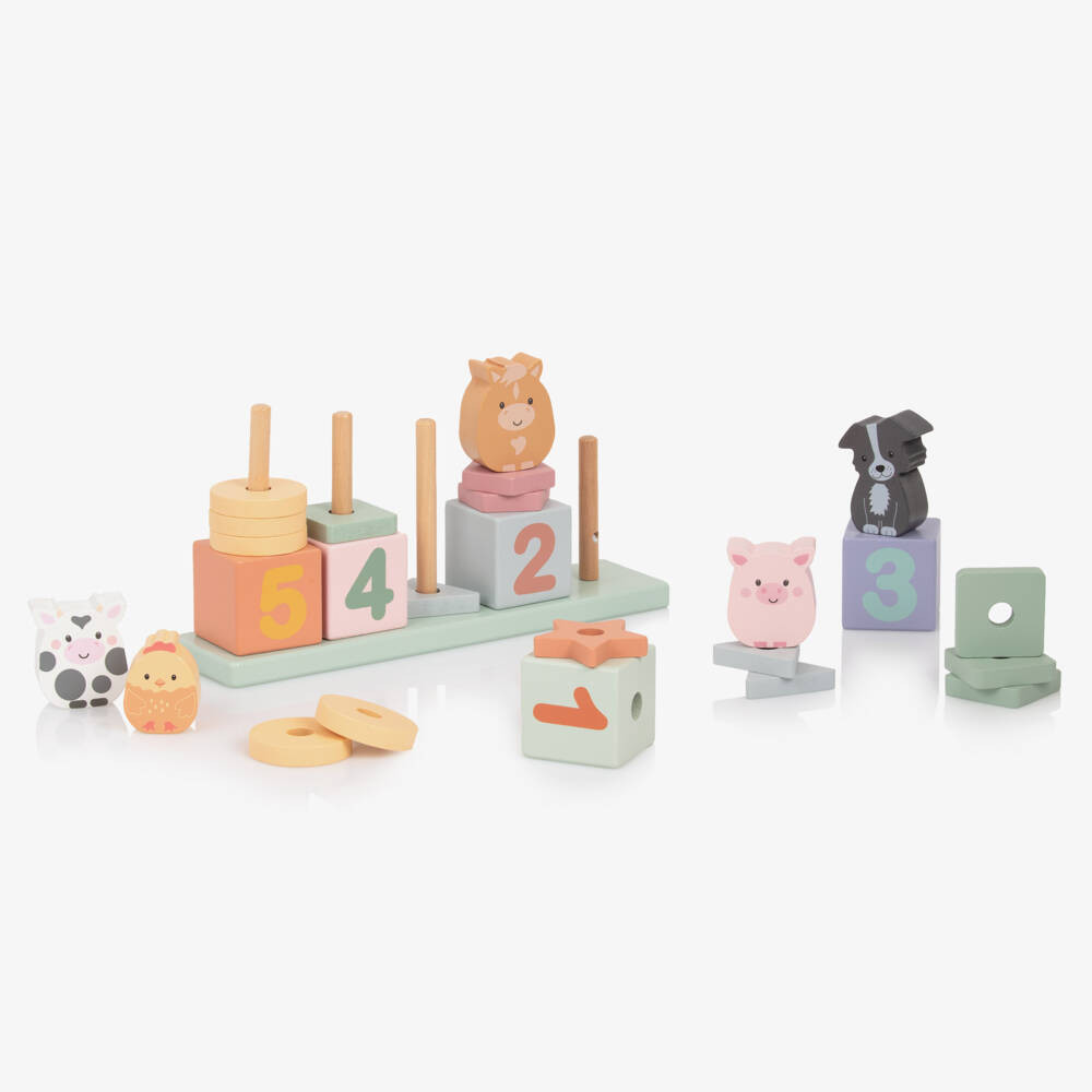Wooden Farmyard Animal Counting Game (25cm) | Childrensalon