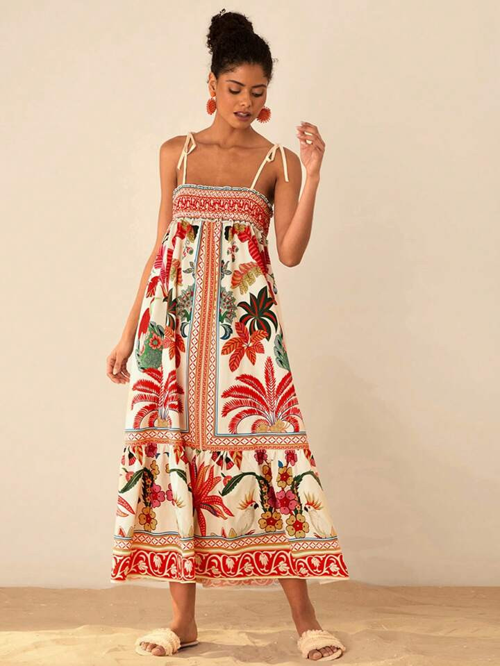 Travachic Woven Printed Slip Dress, Long Style For Women | SHEIN