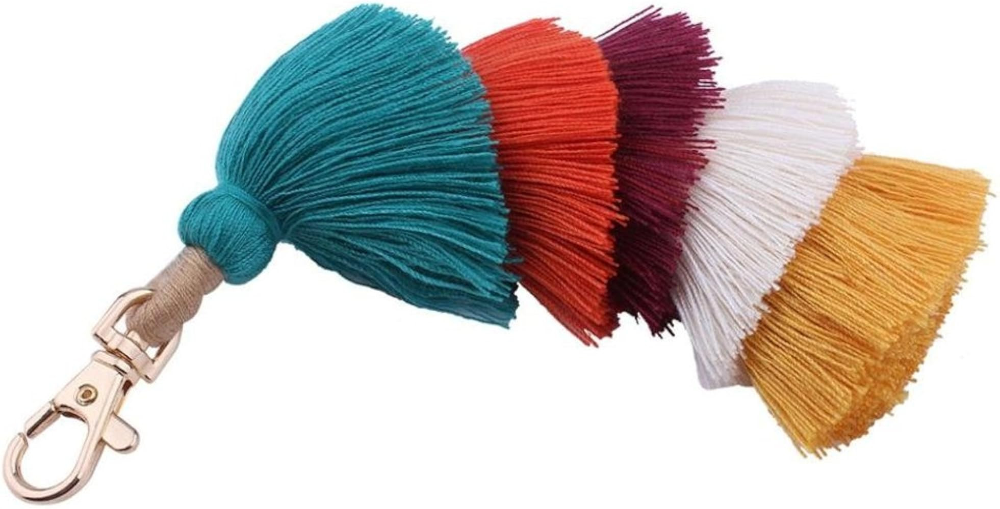 BRUCEWANG Pom Pom Tassel Colorful Bohemian Handbag Charms Key Chain Cotton Tassel Fashion Accesso... | Amazon (US)