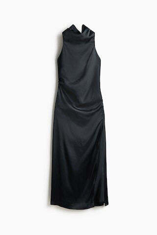 H & M - Halterneck Satin Dress - Navy Blue | H&M (US + CA)