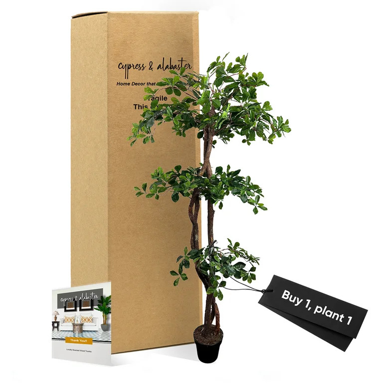 Handmade 6' Artificial Black Olive Tree, Fake Tree with Real Wood Trunks by Cypress & Alabaster | Walmart (US)