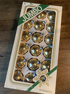 18 Vintage Gold Glass Ball Christmas Ornaments 1 5/8” Rauch Pyramid IOB  | eBay | eBay US