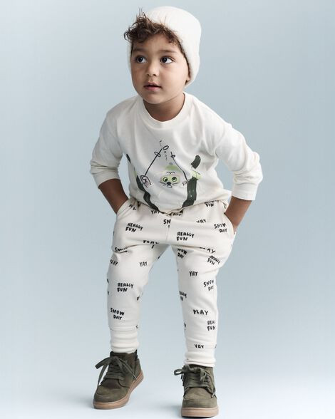Toddler City Park™ Jogger Pant in Snow Day Print - Cream | Carter's Inc