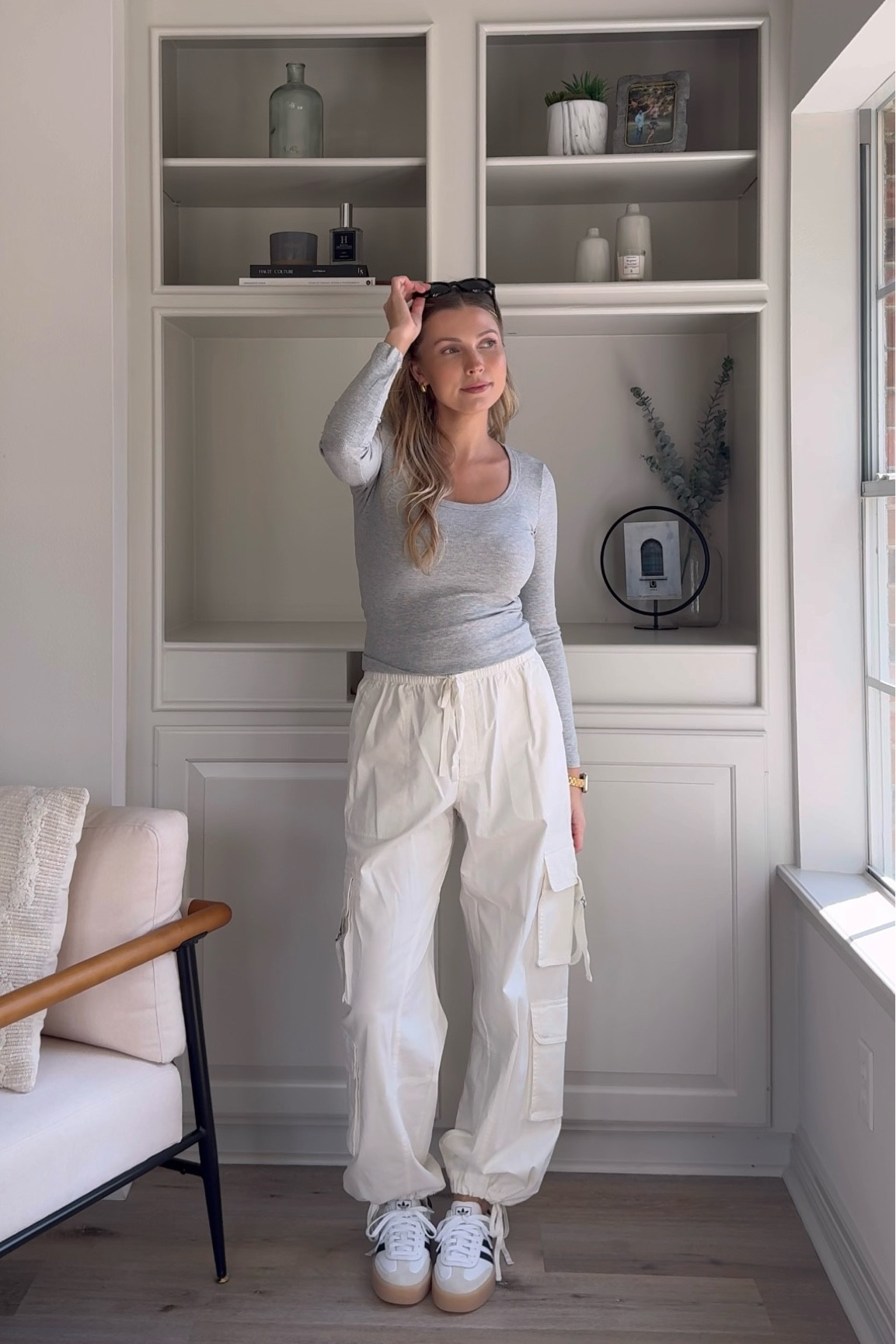 Casual fall outfit: shirt in size S, cargo pants in S tall, sambae’s are tts.

#LTKStyleTip #LTKShoeCrush #LTKSeasonal