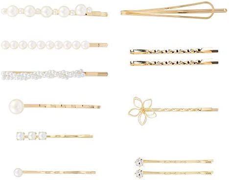 Folansy 12 Pieces Elegant Hair Barrettes Bridal Golden Metal Hair Clip Artificial Pearl Hairpins for | Amazon (US)