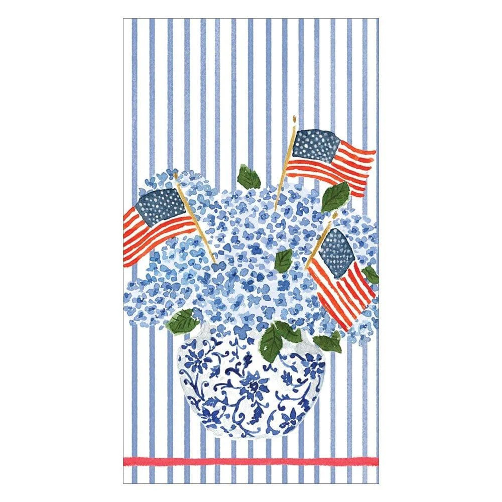 Flags and Hydrangeas Paper Guest Towel Napkins - 15 Per Package | The Horseshoe Crab