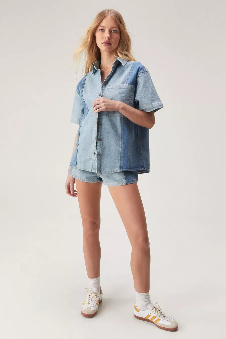Color Block Denim Short Sleeve Shirt | Nasty Gal US