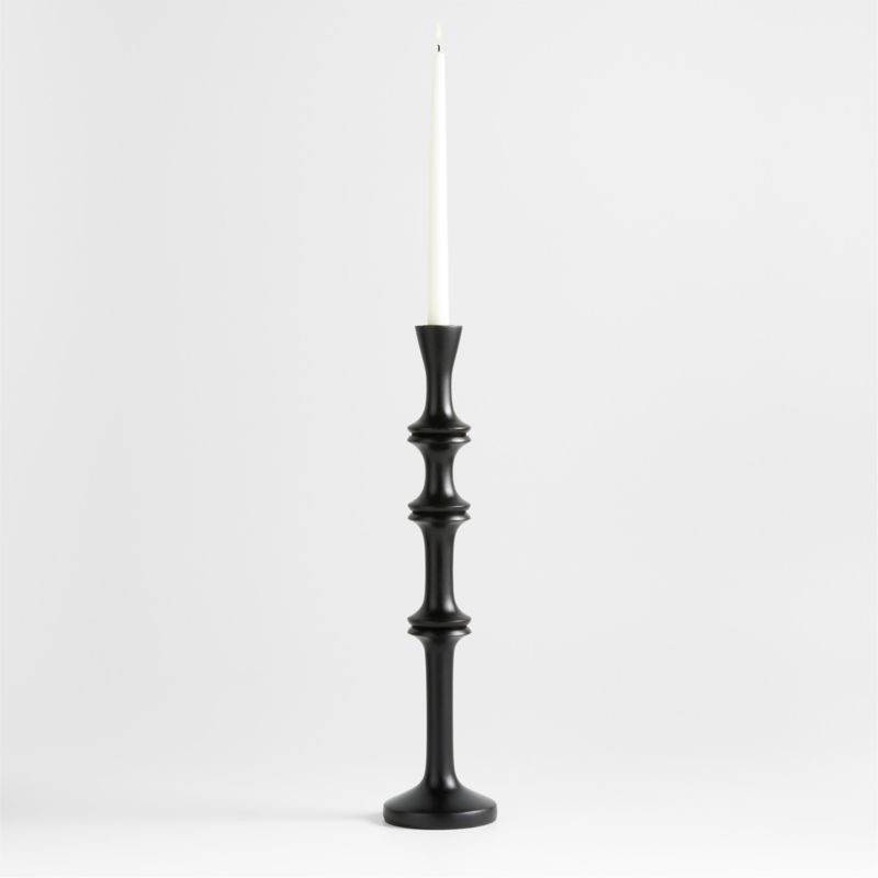 Century Black Acacia Wood Taper Candle Holder 20" + Reviews | Crate & Barrel | Crate & Barrel