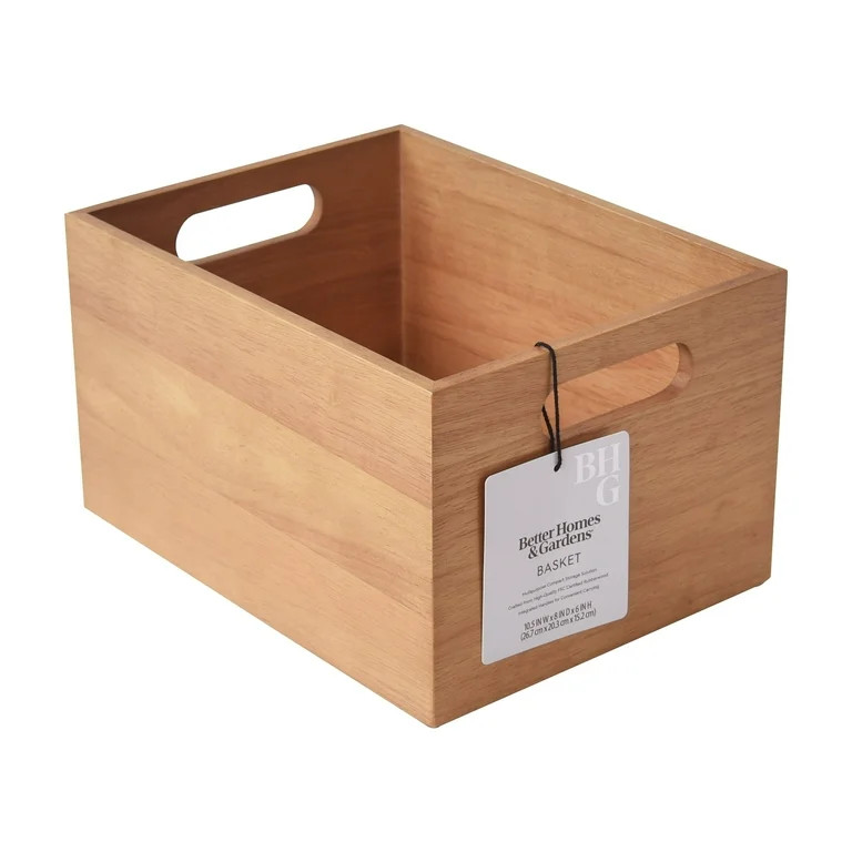 Better Homes & Gardens Wood Basket, Light Honey | Walmart (US)
