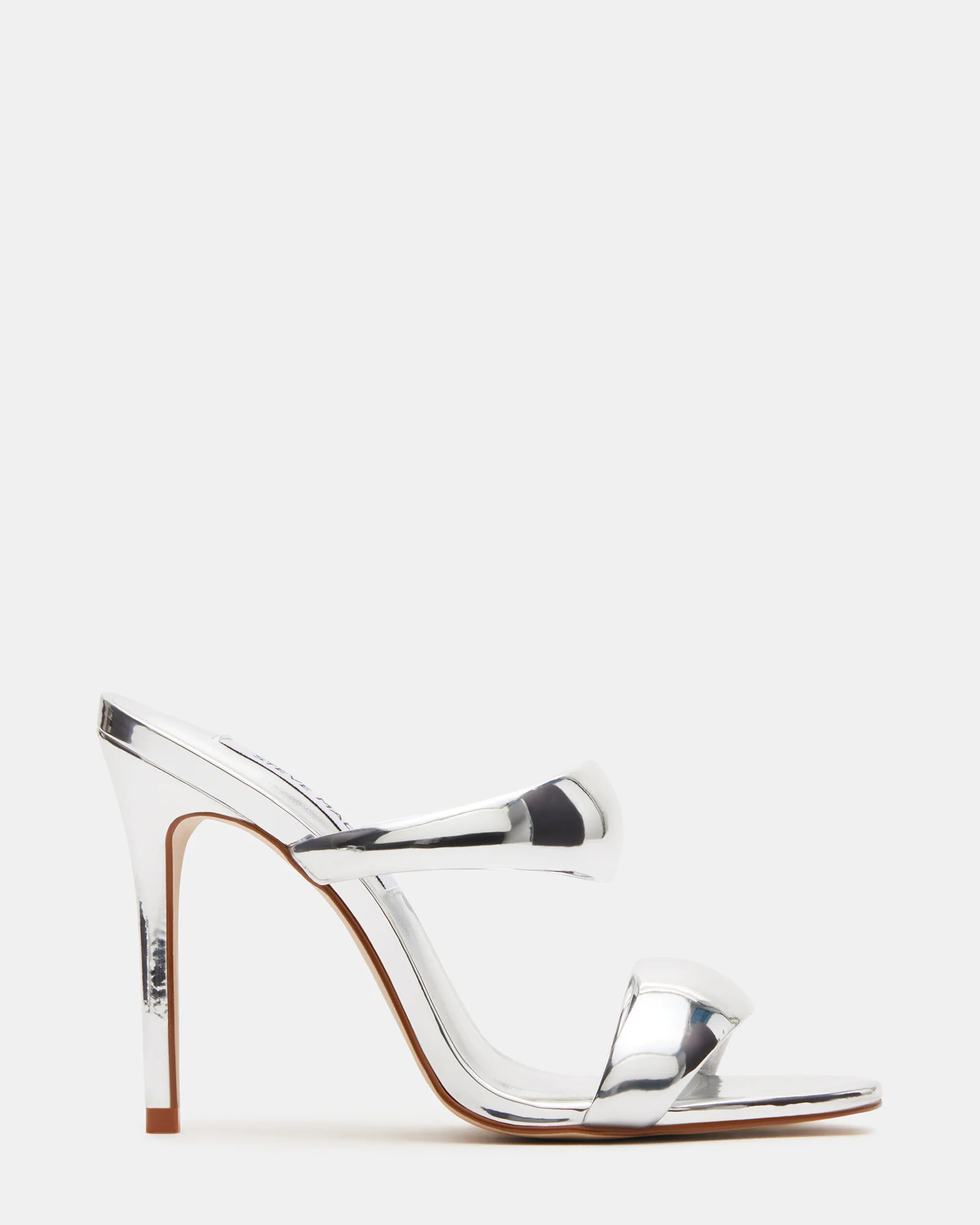 SATURN Silver Stiletto Mule Heel | Women's Heels | Steve Madden (US)