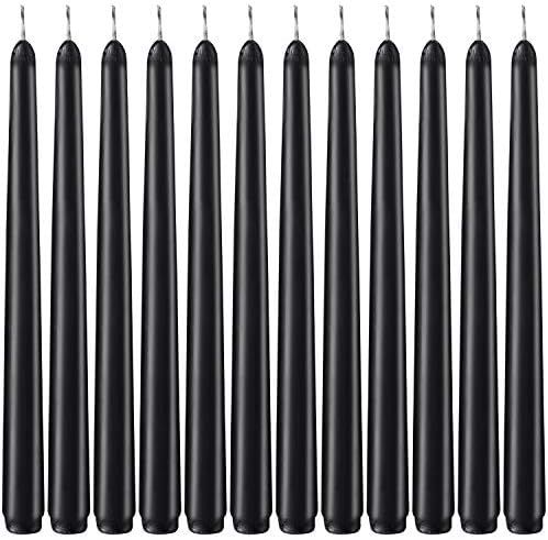 Arosky 10 Inch Unscented Taper Candles Wedding Dinner Halloween Candle Set of 12 (Black) | Amazon (US)