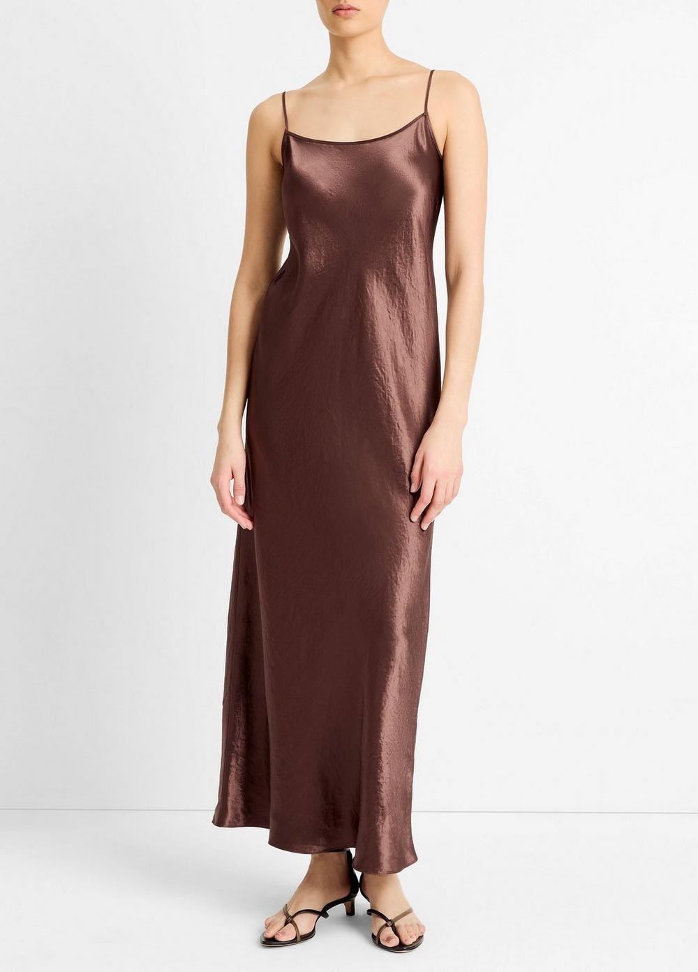 Women's Satin Bias Maxi Slip Dress, Chocolate, Size S Vince | Vince LLC