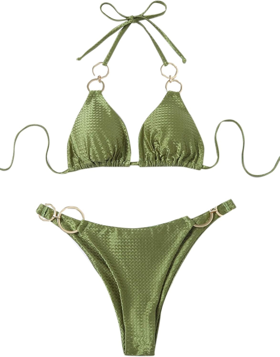 SOLY HUX Women's Halter Triangle Top Bikini Bathing Suits 2 Piece Swimsuits | Amazon (US)