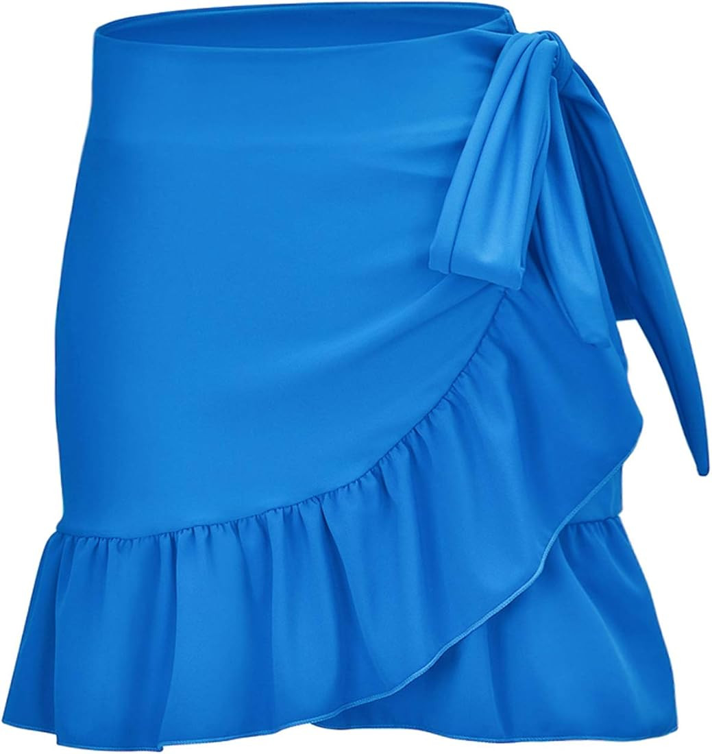 ChinFun Women's Ruffle Sarongs Beach Wrap Cover Up Swimwear Bikini Bottoms High Waisted Tankini S... | Amazon (US)