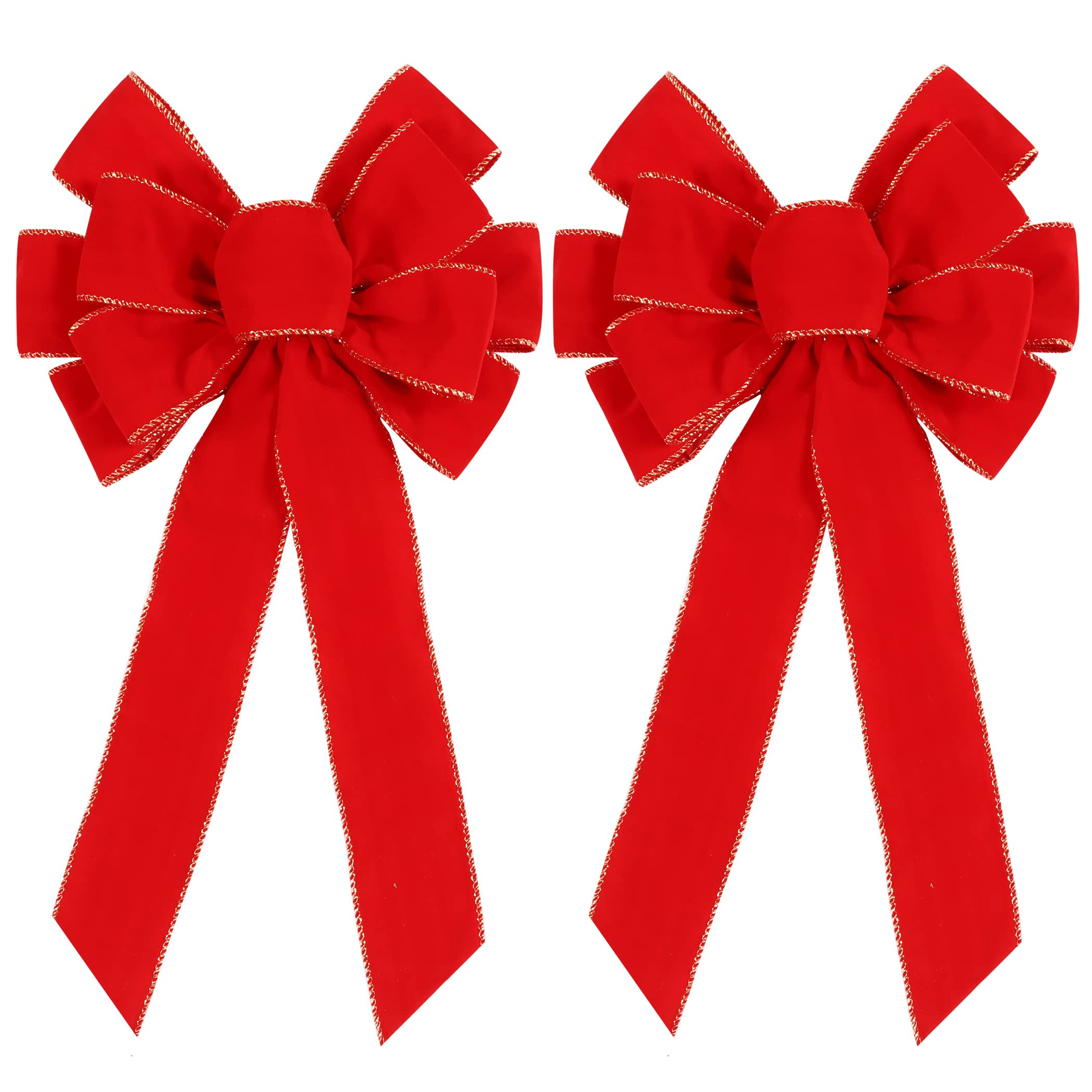 2 Pack Red Christmas Bows Outdoor Decorations,12”x20” Large Christmas Tree Topper Bow, Velvet... | Amazon (US)