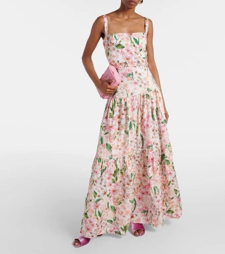 Agua by Agua Bendita Lima print linen maxi dress $920 Size M | eBay US