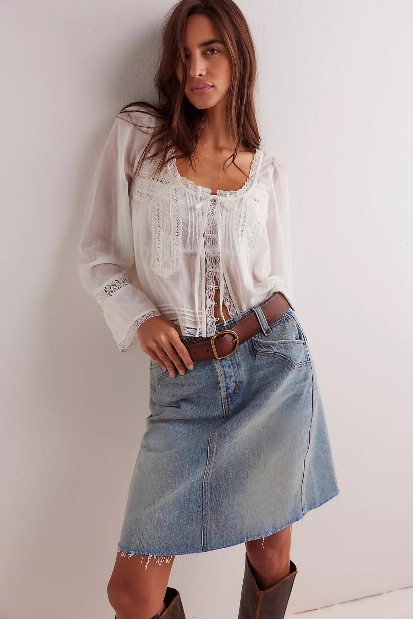 We The Free Suzy Denim Midi Skirt | Free People (Global - UK&FR Excluded)