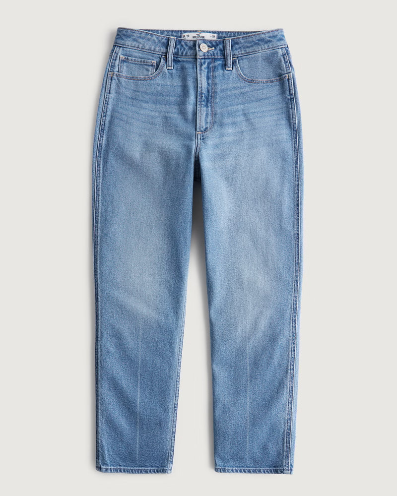 Curvy Ultra High-Rise Medium Wash Mom Jeans | Hollister (US)