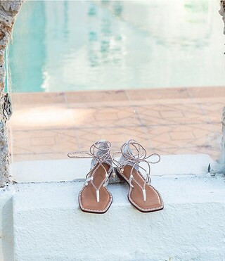 x The Nat Note Solano Fabric Ankle Wrap Thong Sandals | Dillard's