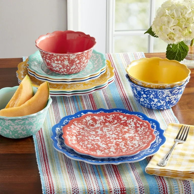 The Pioneer Woman Country Splatter 12-Piece Melamine Dinnerware Set | Walmart (US)