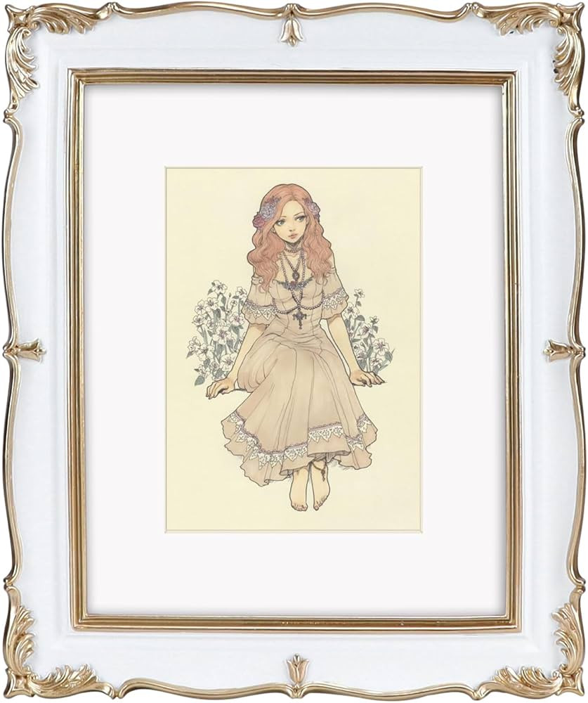 PHAREGE Vintage Picture Frame 8x10 White Gold, 8 by 10 Ornate Decorative Antique Frame with Mat f... | Amazon (US)