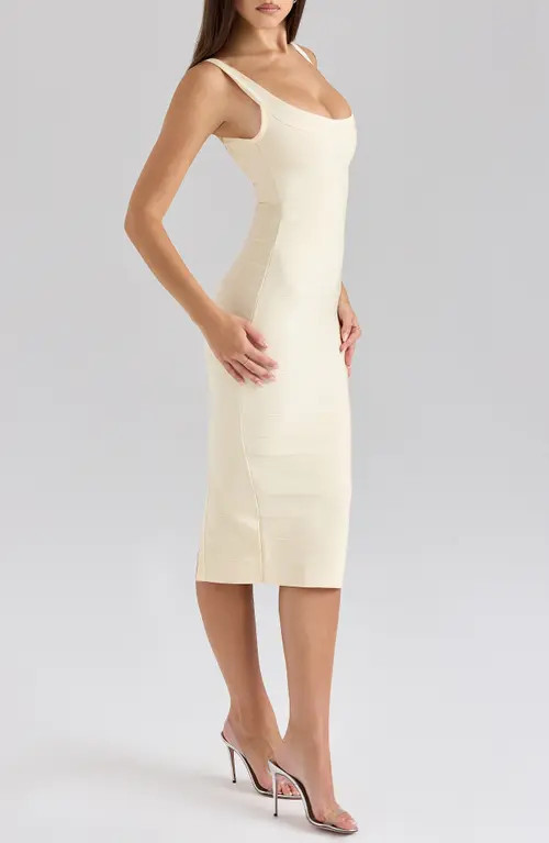 HOUSE OF CB The OG Bandage Midi Dress in Vanilla at Nordstrom, Size Large | Nordstrom