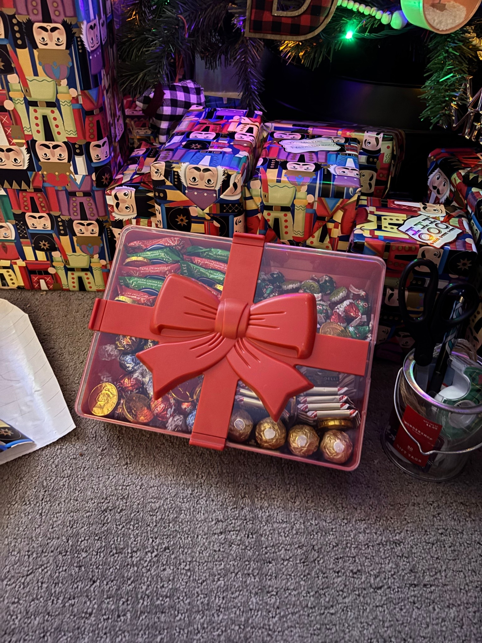 Easy diy hostess gift shackle box with holiday themed candy. I actually ordered all of this for drive up and put it together in like 5 min. Never show up empty handed! 

#LTKmomlife #LTKHoliday #LTKGiftGuide