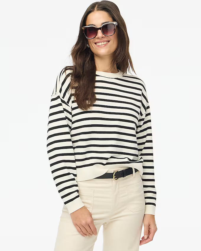 Striped drop-shoulder pullover | J.Crew Factory